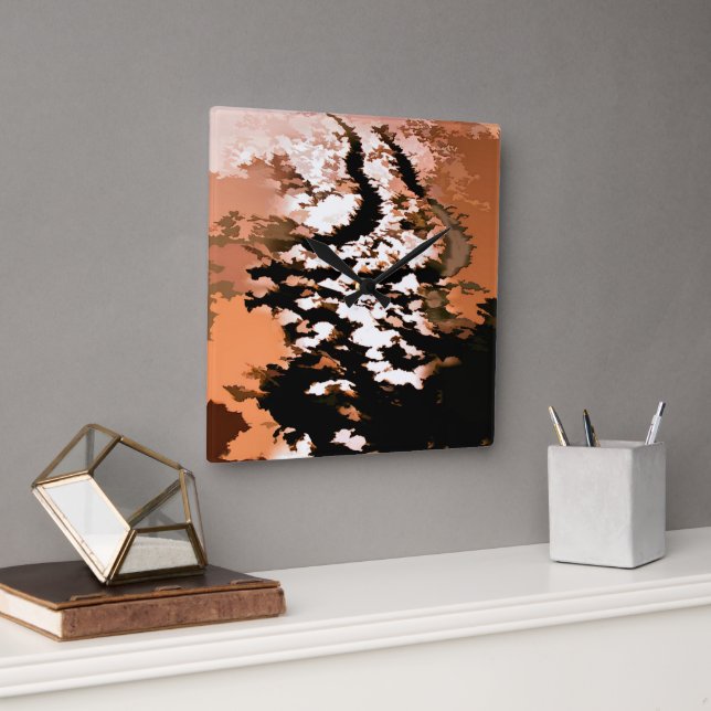 RELÓGIO QUADRADO ÁGUA ABSTRATO (Escritório)