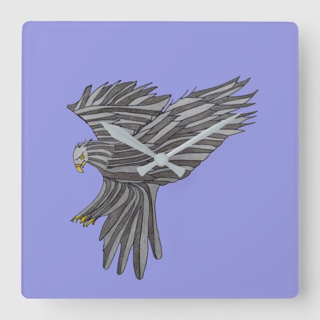 Relógio Quadrado Águia Azul (Frente)