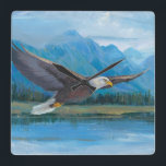 Relógio Quadrado Águia Balançada<br><div class="desc">Artista Bald Eagle Soaring: Tim OToole</div>