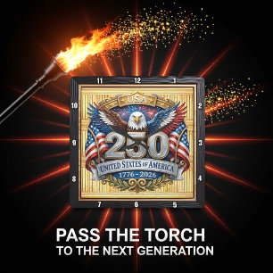 Relógio Quadrado Águia da Liberdade do 250º Aniversário dos EUA