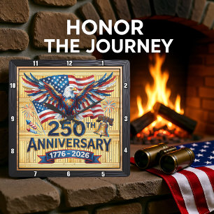 Relógio Quadrado Águia do Patrimônio do 250º Aniversário dos EUA