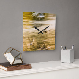 Relógio Quadrado Agulhas voadoras - abstrato