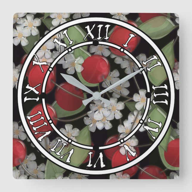 Relógio Quadrado Airelas vermelhas (Frente)