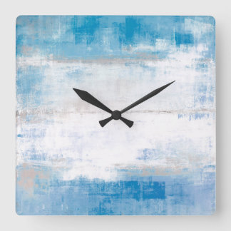 Relógio Quadrado 'Ajustar' Blue e Cinza Abstrato Art