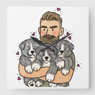 Relógio Quadrado Akita Inu Japonês Tigrado