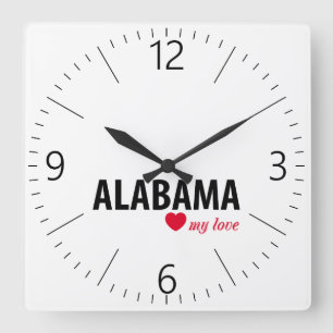 Relógio Quadrado Alabama, meu amor