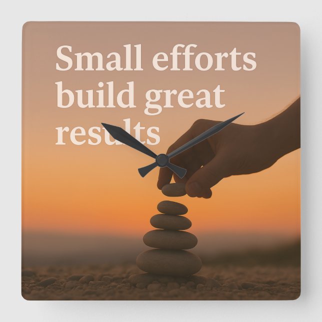 Relógio Quadrado Alcançando Maior Um Passo de Cada Vez (Frente)