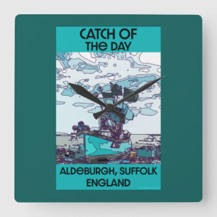 Relógio Quadrado Alderburgh Suffolk Beach Art   