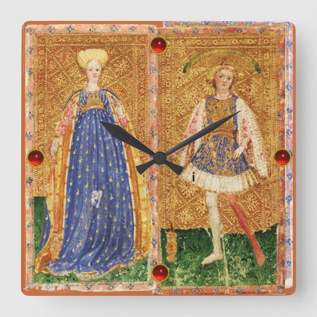 RELÓGIO QUADRADO ALERTAS DE RENASCIMENTO ANTIQUAS/MAID E PÁGINA DE  (Frente)