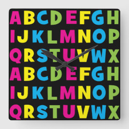 Relógio Quadrado Alfabeto Colorido A A Z