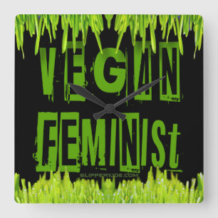 Relógio Quadrado Alface feminista de SlipperyJoe's Vegan