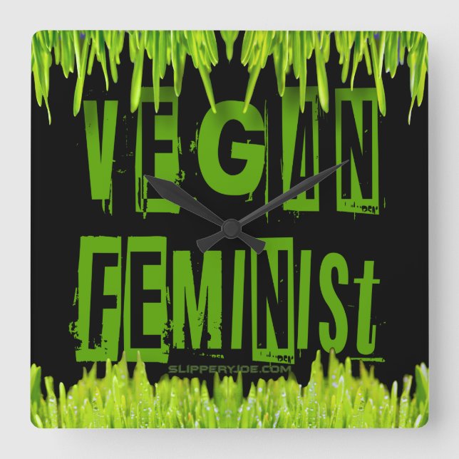 Relógio Quadrado Alface feminista de SlipperyJoe's Vegan (Frente)