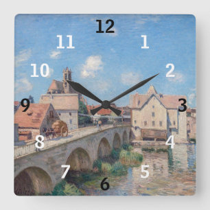 Relógio Quadrado Alfred Sisley - A Ponte de Moret