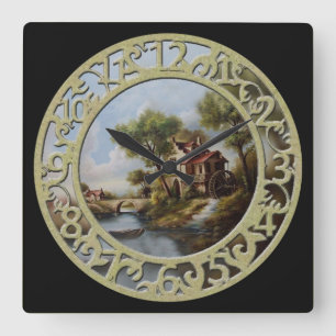 Relógio Quadrado Algodão de roda d'água