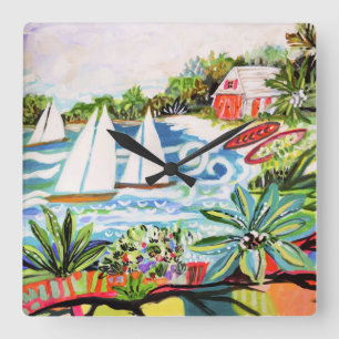 Relógio Quadrado Algodão Vermelho no Golfo II