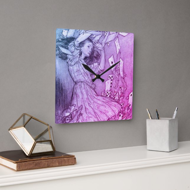 Relógio Quadrado Alice No País Das Maravilhas Lewis Carroll Rackham (Escritório)