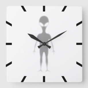 Relógio Quadrado Alienígena de sombra Cor de fundo impresso person