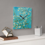 Relógio Quadrado Almond Blossoms de van Gogh<br><div class="desc">Famoso trabalho de arte pintado por Vincent van Gogh em Arles,  França 1890 Mais itens com designs van Gogh: www.zazzle.com/aura2000/van gogh</div>