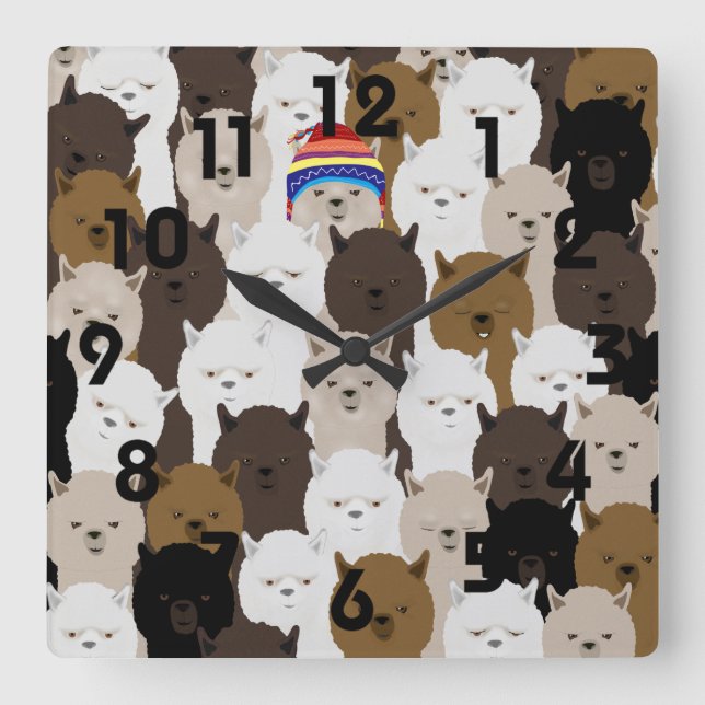 Relógio Quadrado Alpacas Wall Clock (Frente)