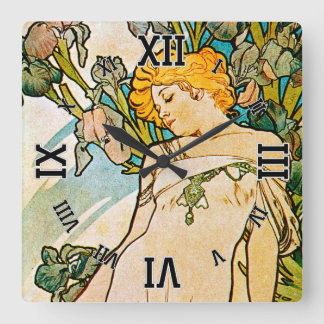 Relógio Quadrado Alphonse Mucha - Iris WB