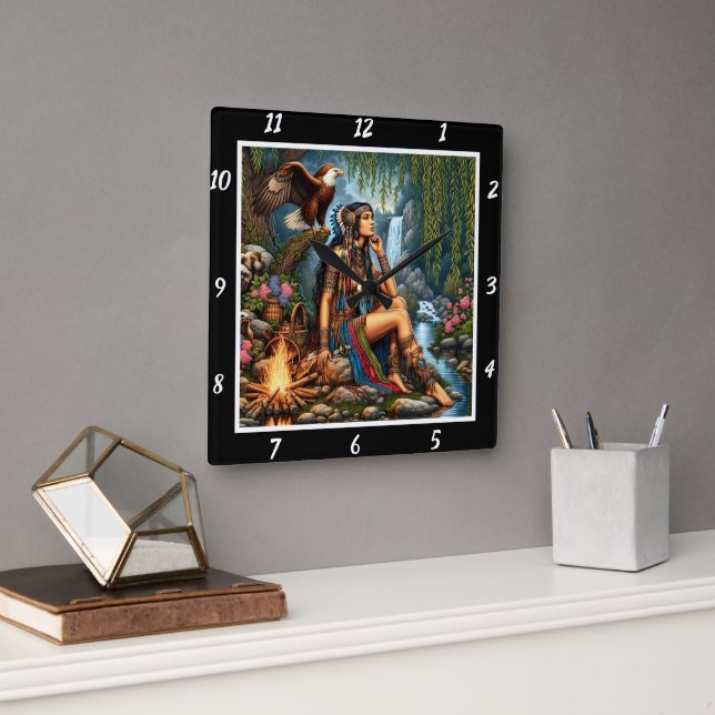 Relógio Quadrado Alturas Nativas: A Curva Ascendente do Rio da Águi (Escritório)