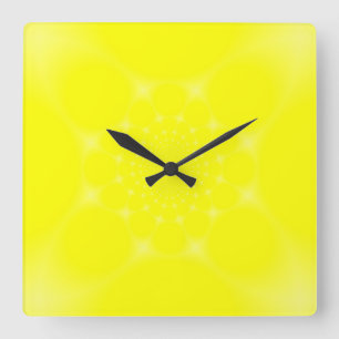 Relógio Quadrado Amarelo Espelhante