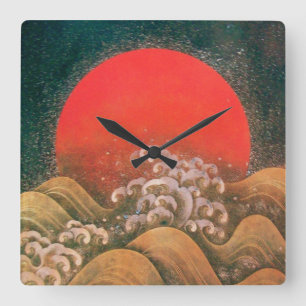 Relógio Quadrado AMATERASU, SUN GODDESE vermelho preto