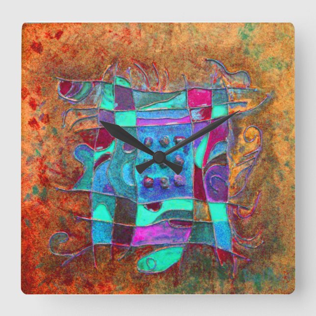 Relógio Quadrado "Amber Abertura" por Paul Buică (Frente)