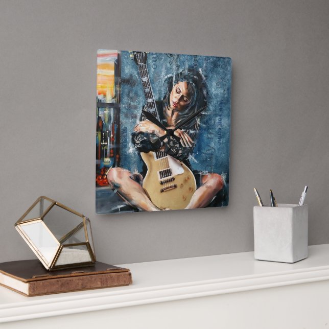 Relógio Quadrado Ame Minha Violão (Escritório)