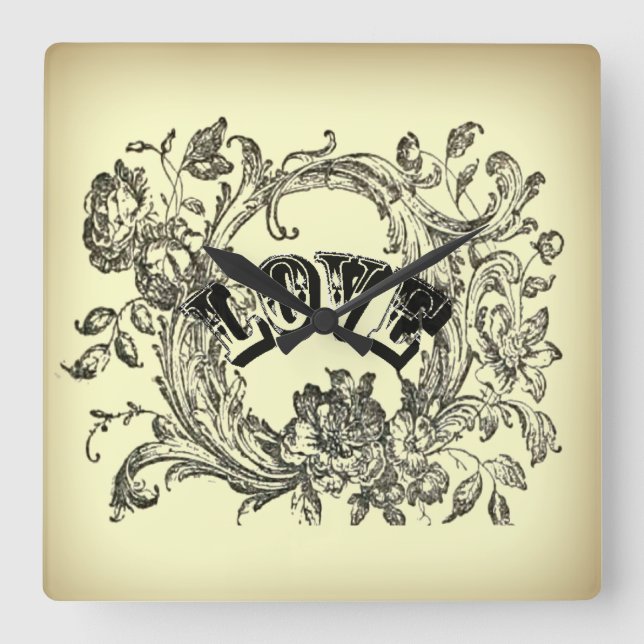 Relógio Quadrado ameixa amarela-pastelaria vitoriana (Frente)