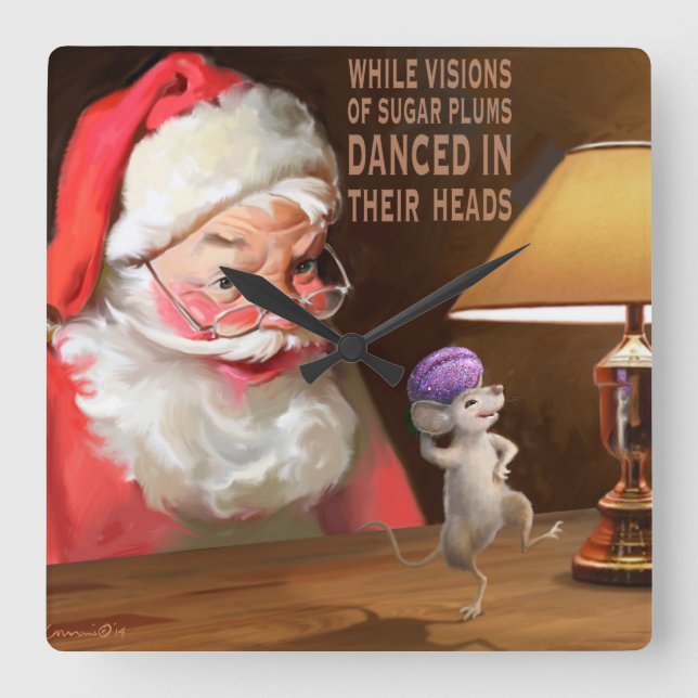 Relógio Quadrado Ameixas do açúcar (Frente)