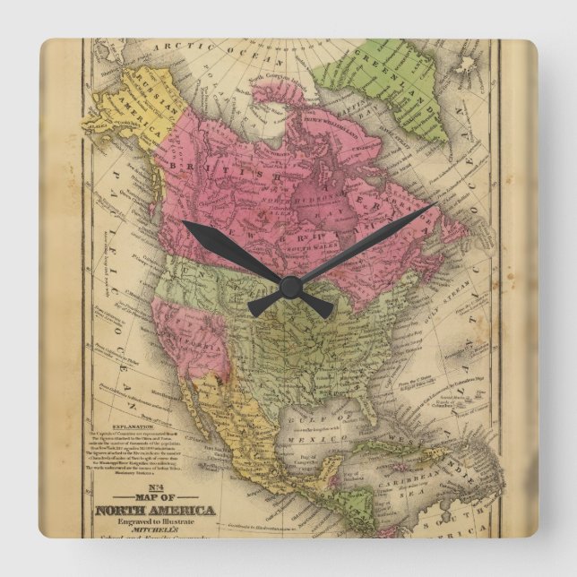 Relógio Quadrado America do Norte. (Frente)