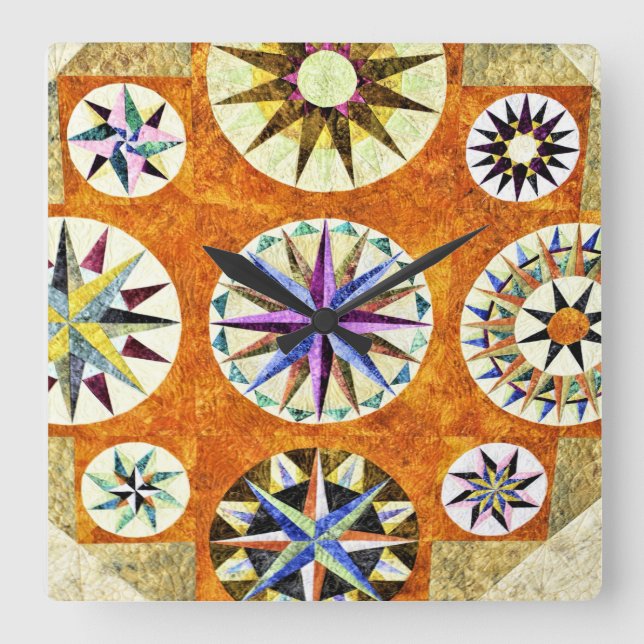 Relógio Quadrado Americana de Padrão do Filtro de Quiltro de Quiltr (Frente)