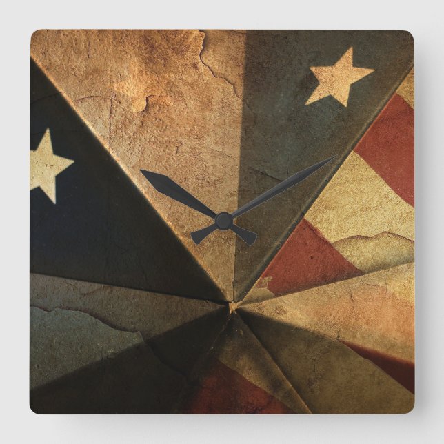 Relógio Quadrado Americana do vintage (Frente)