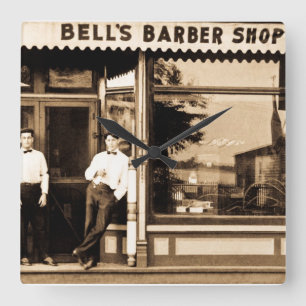 Relógio Quadrado Americana do vintage da barbearia de Bell