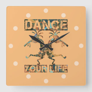Relógio Quadrado Americanos nativos Kokopelli - Dance sua vida 1
