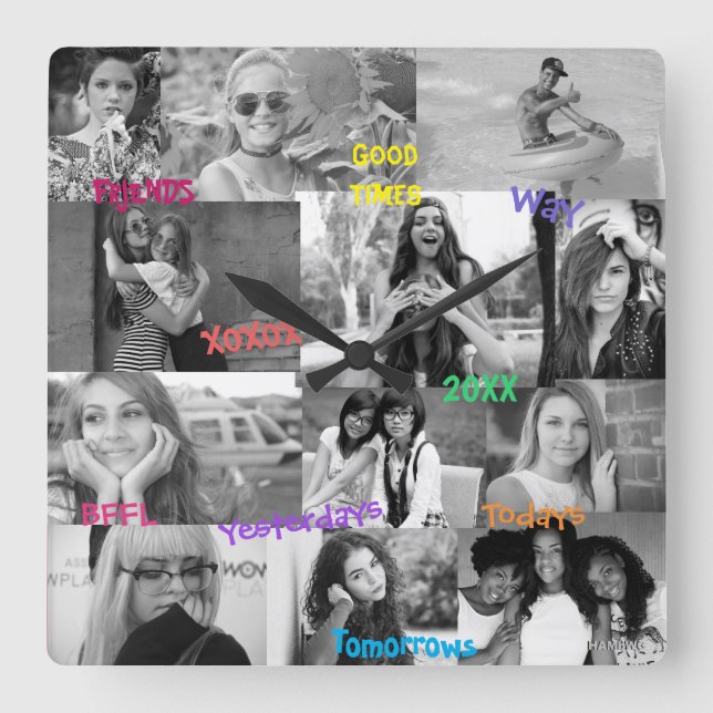 Relógio Quadrado Amigos inspiraram HAMbWG (Relógio de Fotografias) (Frente)
