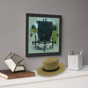 Relógio Quadrado Amish Buggy Wall Clock