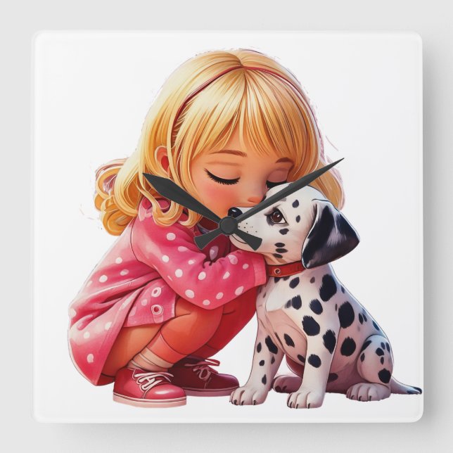Relógio Quadrado Amor de Cachorrinho (Frente)