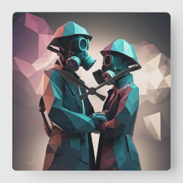 Relógio Quadrado AMOR E RESISTÊNCIA Isométrica Poli Baixa