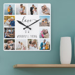 Relógio Quadrado Amor é uma Coisa Maravilhosa Cotação 12 Foto Branc<br><div class="desc">Relógio fotográfico com citação feliz e 12 de suas fotos favoritas de família e amigos. O modelo de foto está configurado para você criar sua própria colagem de fotos no estilo grid para enquadrar a citação dizendo "o amor é uma coisa maravilhosa". O design é escrito em um elegante roteiro...</div>