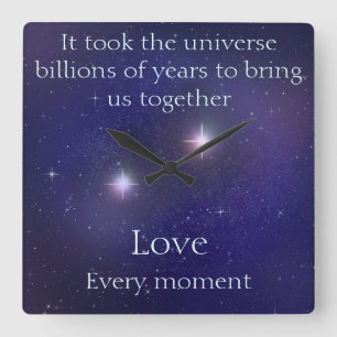 Relógio Quadrado Amor Escrito nas Estrelas Palavras Sentimentais Pe