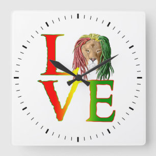 Relógio Quadrado Amor jamaicano da reggae do leão de Rasta