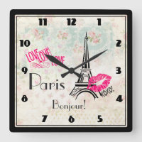 Amor Paris com Torre Eiffel em Padrão Vintage