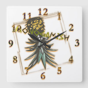 Relógio Quadrado Ananás monogâmico