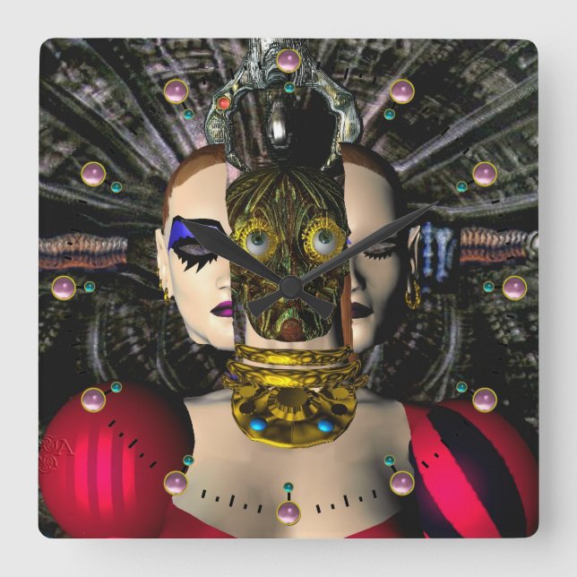 Relógio Quadrado ANDROID XENIA SPACESHIP PILOT Science Fiction (Frente)