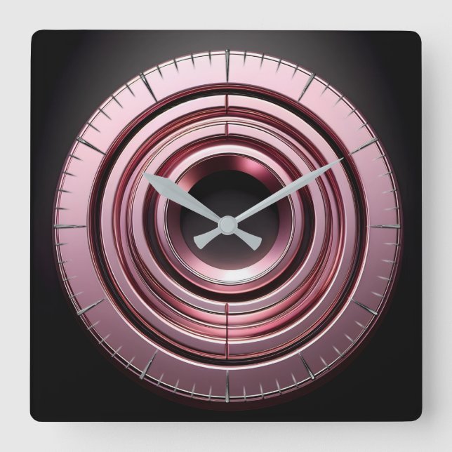 Relógio Quadrado anéis rosa (Frente)