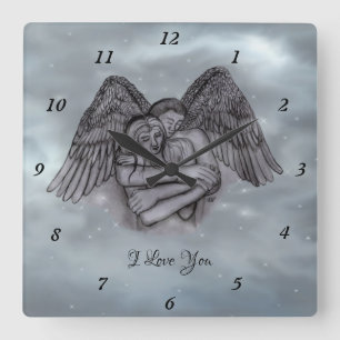 Relógio Quadrado Angel Eros no Amor