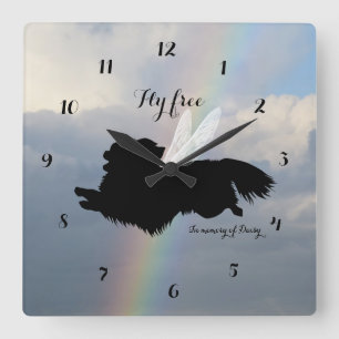 Relógio Quadrado Angel Wings Chihuahua Memorial Wall Clock