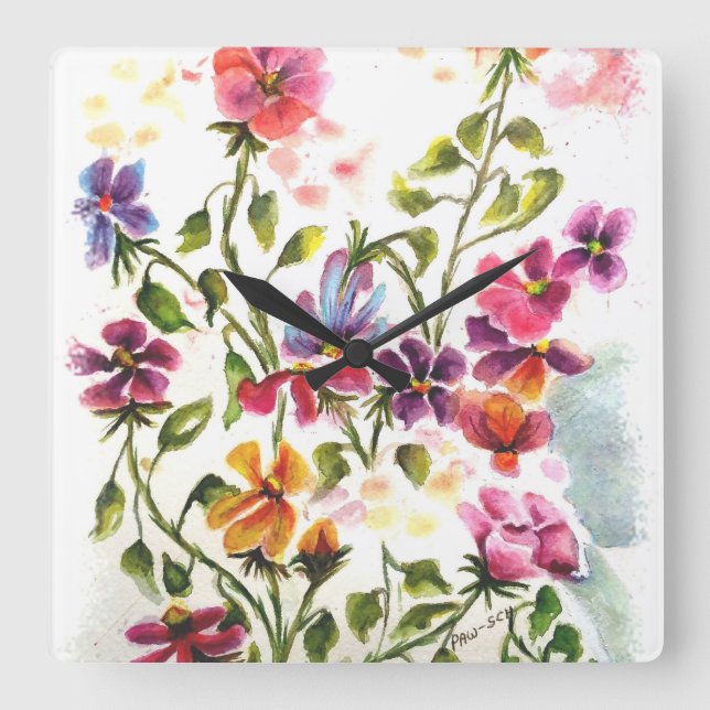 RELÓGIO QUADRADO ÂNGULO SECRETO DE IMPRESSÕES DE PAW DE CÃO (Frente)